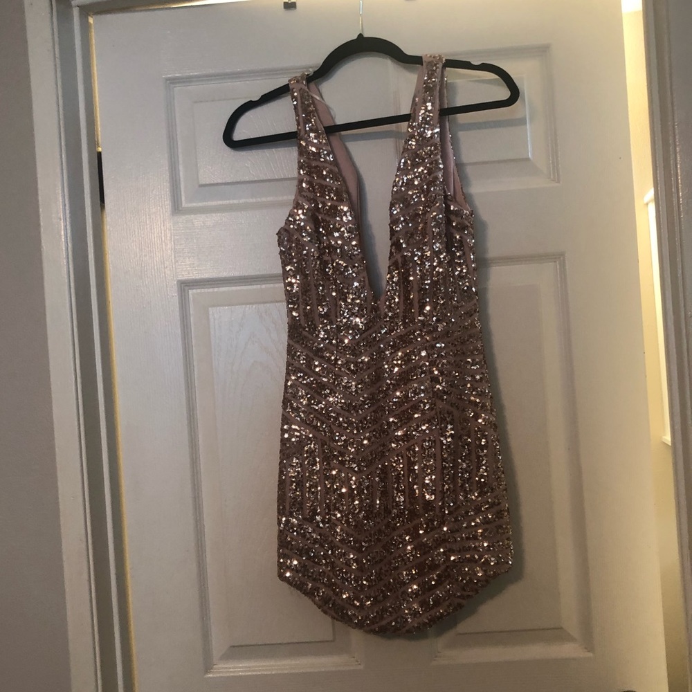 Sequin Rose Gold Club Dress - Picture 1 of 7